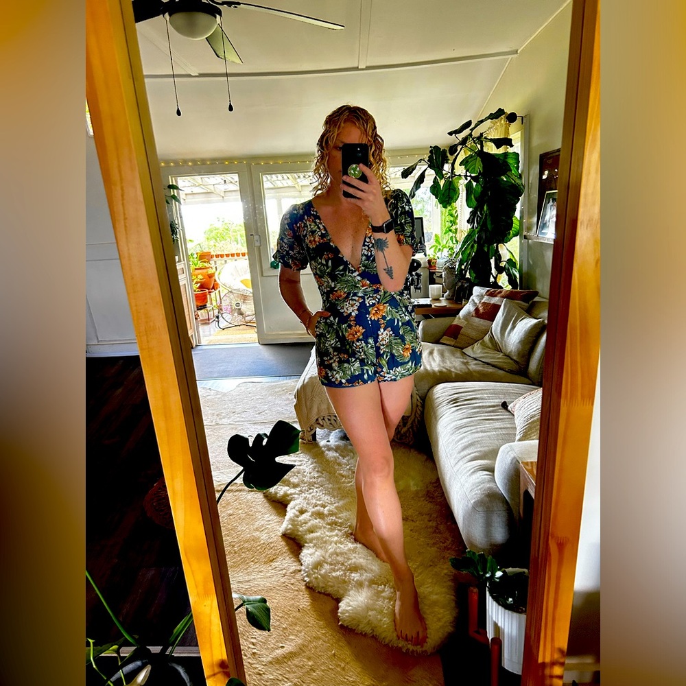 Blue Floral Romper